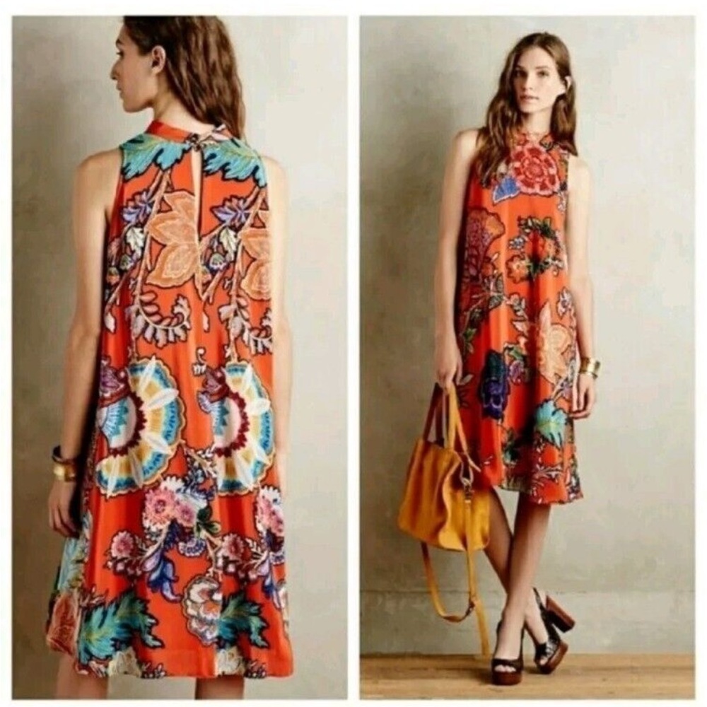 MAEVE ANTHROPOLOGIE SILK FLORAL DRESS WITH POCKETS. Size M . New